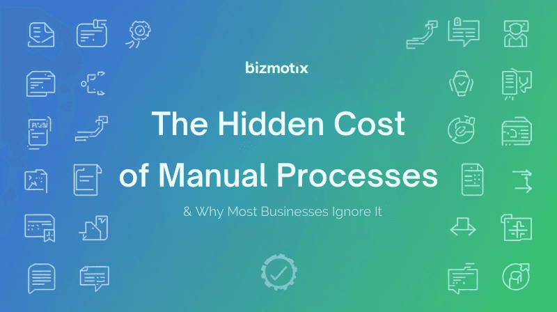 Illustration showing fragmented manual workflows slowing down business operations