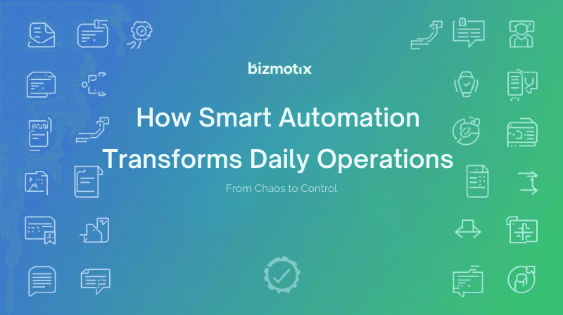 Illustration showing operations moving from messy manual workflows to structured automated flows