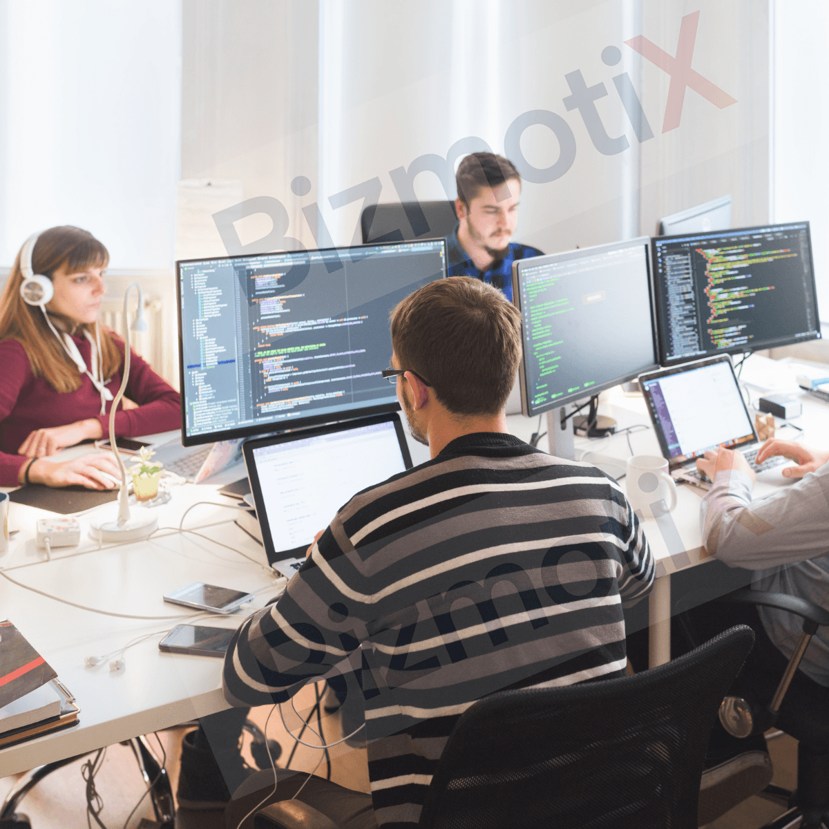 BizmotiX team designing AI automation workflows and integrations